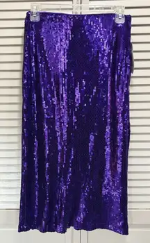 Scoop Purple Sequins Lined Pencil Skirt Size XS Side Zip Back Slit NWT