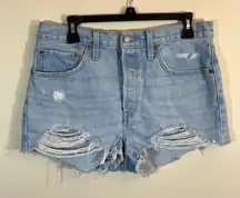 ✨ Levi’s Women’s Light Wash Distressed 501 Button Fly Shorts 30