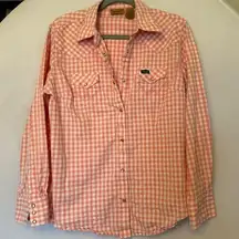 Wrangler  pearl snap pink and white checker shirt / size large