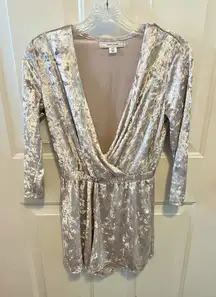 Adam Levine silver velvet long sleeved romper