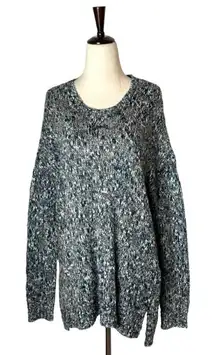 Tribal Black And White Knit Crew Neck Long Sleeve‎ Hi Low Sweater Size M NWT