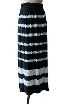 B Design Long Jersey Knit T shirt Tie Dye Skirt Black White Stripe Size XL