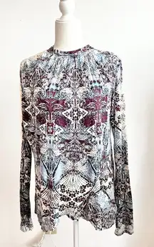 Free People Lace High Neck Long Sleeve Top Boho Bohemian Medium