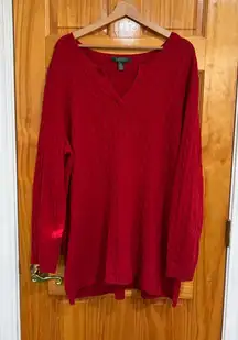 Lauren Ralph Lauren Red Cable Knit V-Neck Sweater Plus Size 3X