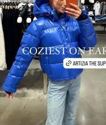 Aritzia The Super Puff Hi-Gloss Blue Premium Down Puffer Jacket XXS