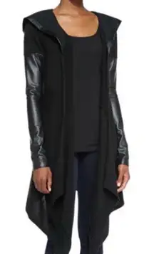 NWOT Sold Out  vegan leather & wool blend hooded lightweight jacket Sz XS