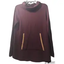 First Look Cowl‎ Neck Tunic Top Pocket Elbow Patch Long Sleeve Small