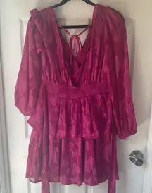 Band of the Free Hot Pink Long Sleeve Tiered Dress NWT Size M