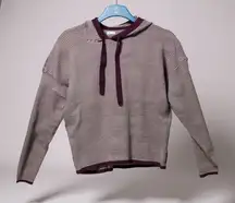 STACCATO Women's Striped Knit Hoodie Pullover Long Sleeve Purple White XL