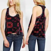 Urban Outfitters UO Ecote Blue & Pink Floral Velour Tank Top L