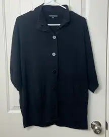 EUC Harve Benard women’s black soft fuzzy warm button up acrylic‎ sweater large