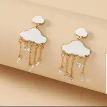 Enamel Rain Cloud Dangle Earrings