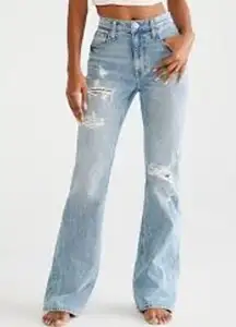 AEROPOSTALE High Rise Flare Jeans Ripped Denim Size 2 S Short