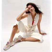 Anthropologie Ryanne Wide-Leg Utility Jumpsuit in White Size 4 Gently Used