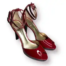 Jessica Simpson  Women's Peep Toe Red Black Heels Pumps Evening Night Out Size 8