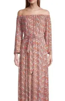 Michael Kors Mandarin Floral Off The Shoulder Maxi Dress Size Medium