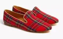 J.Crew  AT839 Size 7 Women’s Festive Red Tartan Plaid Smoking Loafers Flats