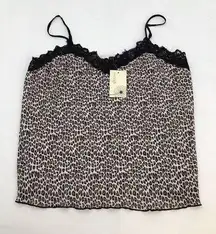 Everleigh Womens Size Large Animal Printed Crinkle Release Pleate Cami