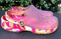 CROCS CLASSIC TRANSLUCENT MARBLED CLOG Orange/Pink Women’s Size 11 Men’s Size 9
