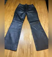 Newport News Black Leather Flare Jeans