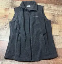 Columbia Womens Gray Zippered Pockets Base Layer Fleece Vest Sz S Outdoor Hiking