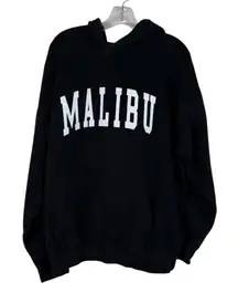 Brandy Melville John Galt Black Malibu Black Oversized Hoodie Sweatshirt OS