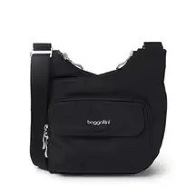 Baggallini Criss Cross Crossbody in Black with Sand Lining
