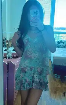 SET Like new loveshackfancy alexis top silk cami and ruffle skirt set