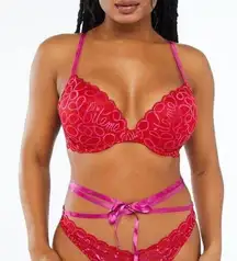 Rihanna’s Savage X Fenty Ribbon Writing Push-Up Bra, Size 40DDD New w/Tag