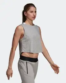 Adidas Sport ID‎ Tank Top Grey/White CZ5668 Womens Size L Athletic Crop