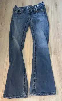 Miss Me Blue signature Boot Cut Jeans with Decorative Stitching