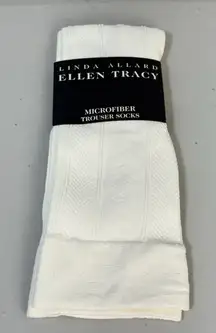 Linda Allard ELLEN TRACY Textured Microfiber Trouser Socks Winter White One Size