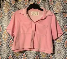 cropped terry cloth button up