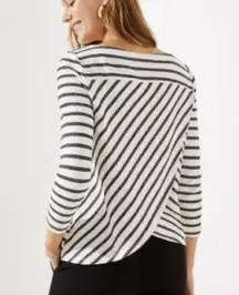 Loft White Striped Tulip Crossover Back Top
