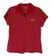 Coca-Cola  | Red Stripe Polo Shirt Short Sleeve Logo Polyester L