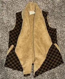 Judith March Designer Faux Fur Checkered Vest