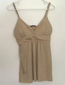 Y2K Beige Gold Chain Top