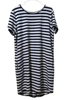 St Johns Bay Women Size XL Striped T Shirt Dress Stretch Lightweight Comfy