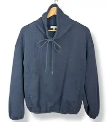 Max Studio Sweatshirt Pullover Cowl Neck Long Sleeve Waffle Knit Blue Women‎ XS