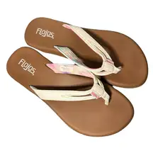 Flojos Women's Maddy Memory Foam Flip Flop Sandal IVORY/PINK TIE Dye Womens SZ 9