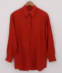 Country Road Linen Button Shirt Womens Coastal Vacation Resort Orange Size S