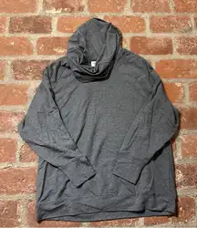CAbi Cowl Neck Snap Sleeve Pullover Sweatshirt Size Medium Gray Charcoal Stretch
