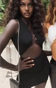 TIGER MIST Black Brunar Lace Up Mini Dress