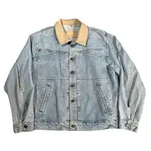 Vintage Marithe Francois Girbaud Denim Jacket SZ M Corduroy Collared Boxy Barn