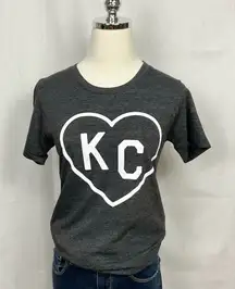 Charlie Hustle KC Heart Tee Shirt Dark Grey Kansas City Slim Fit T-Shirt Sz XS