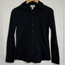Ann Taylor Loft Black Fitted Dress Shirt Women’s Size 6 Stretch Classic Career