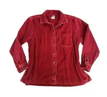 Vintage L.L. Bean Corduroy Shacket Button Up Long Sleeve Shirt Red Women’s LP