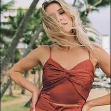 NWT Express Satin Twist Front Cropped Cami