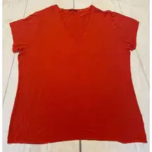 Tahari T Shirt Womens Red XL Short Sleeve Top Soft Fabric (j)