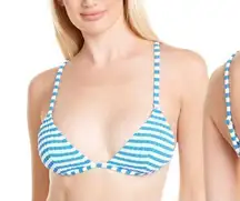Solid & Striped Lulu Top Azure Stripe V-Neck Bikini Swim‎ Top Navy Blue White XS